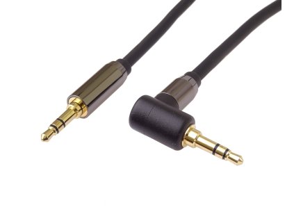 PremiumCord HQ tienený kábel stereo Jack 3.5mm - Jack 3.5mm zahnutý 90 ° 1,5 m kjqmm015-90