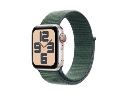 Apple Watch SE GPS + Cellular 40mm Starlight Aluminium Case with Lake Green Sport Loop MXGH3QC/A