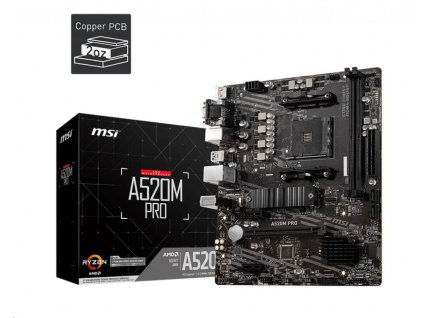 MSI MB Sc AM4 A520M PRO, AMD A520, VGA, 2xDDR4, mATX A520M PRO