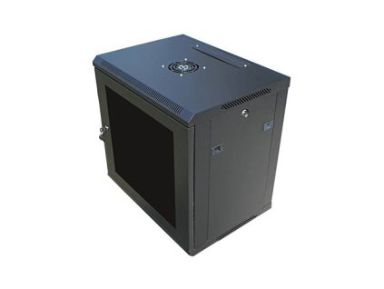 DATACOM 19" rozvaděč nástěnný 9U/450mm černý, skleněné dveře 71071