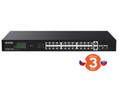 Tenda TEG1128P-24-410W PoE+ Gigabit switch 24x 1Gb/s PoE+ 802.3af/at + 2x SFP + 2x RJ45, 370W, Rack 75011995