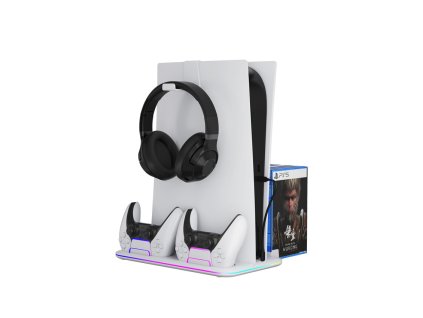 Canyon CS-51, multifiukčný stojan pre PS5 Slim, s chladením, nabíjanie 2 x gamepad, čierny CND-CSPS5W-1