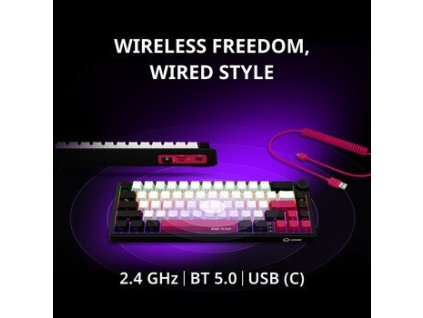 Lorgar KBP70MW, Profi bezdrôtová mechanická herná klávesnica, Wireless 2.4 GHz/ BT 5.0/káblová, US layout, béžová LRG-KBP70MW-RT-US