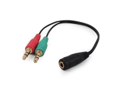 Gembird audio adaptér 3.5 mm 4-pin (F) na 2 x 3.5 mm stereo jack (M), kábel 0.2m CCA-418