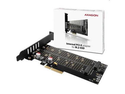AXAGON PCEM2-D, PCIe x4 - M.2 NVMe M-key + SATA B-key slot adaptér, vr. LP PCEM2-D