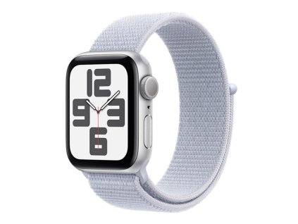Apple Watch SE GPS 44mm Silver Aluminium Case with Blue Cloud Sport Loop MXET3QC/A