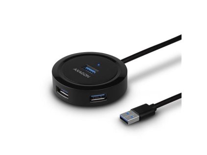AXAGON HUE-P1A, 4x USB 3.2 Gen 1 ROUND hub, micro USB napájací konektor, kábel USB-A 30cm HUE-P1A