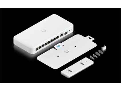 Ubiquiti Flexible, 8-port 2.5 GbE PoE++ switch with a 10 GbE RJ45/SFP+ combination uplink port that can be powered with USW-Flex-2.5G-8-PoE