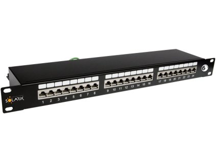 Solarix Patch panel 24 x RJ45 CAT6 STP černý 1U 24200124