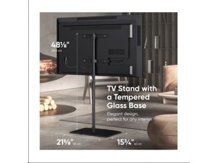 ONKRON Univerzálny podlahový TV stojan so sklenenou základňou pre 30"-60" TV do 41 kg, čierna VESA: 100x100 - 400x400 TS5065-B