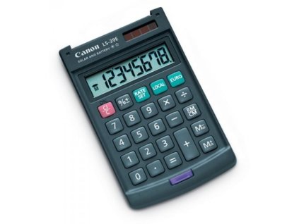 vrecková kalkulačka CANON LS-39E, 8 miest, solárne napájanie + batérie, prepočet EUR 4046A014