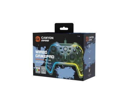 Canyon GP-02, Brighter drôtový gamepad 4 v 1 pre Win PC, Nintendo Switch*, Android Media Box, Android TV, PS3 CND-GP02