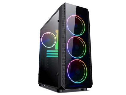 VeinX case Mars MAR01A Mid Tower, bez zdroje, 3xUSB, průhledná bočnice, 4xARGB Fan 120mm, černá VX-MAR301A