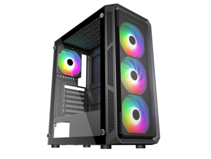 VeinX case HERMES MESH Mid Tower, ATX, 1xUSB 3.0, 2xUSB 2.0, 4x ARGB Fan, ARGB Controller, černá VX-HE19A