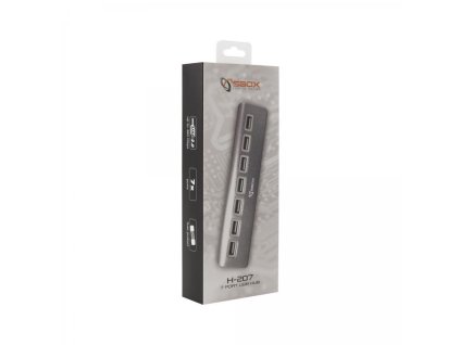 SBOX H-207, black USB 2.0 HUB 7x port H-207