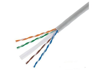 Eth. kábel UTP, Cat6, drôt, PVC, Eca, box 305m - šedá WT-305-GR