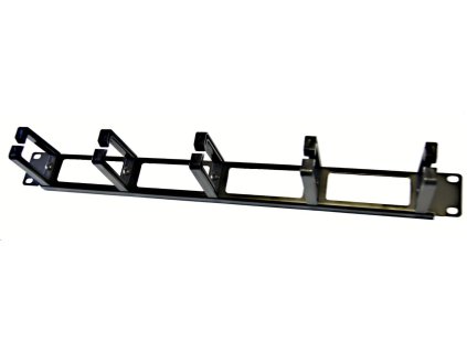 19" vyvazovací panel LEXI-Net 1U, 5x plastový úchyt 40x60mm, průchozí, černý VP-1UOP