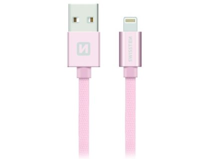 Swissten Datový Kabel Textile Usb / Lightning 1,2 M Růžovo/Zlatý 71523205