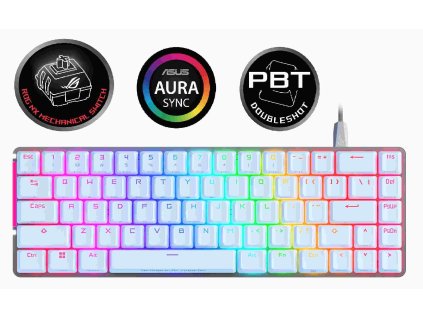 ASUS klávesnice ROG FALCHION ACE Moonlight White, mechanická, USB, US, bílá 90MP0346-BKUA11