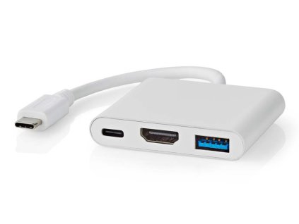 NEDIS USB 3.2 Gen 1 adaptér/ USB-C zástrčka - USB-A zásuvka - USB-C zásuvka/ výstup HDMI/ bílý/ box/ 10 cm CCGB64770WT01