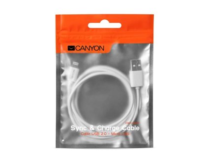 Canyon UM-1, 1m kábel USB 2.0 / micro USB, biely CNE-USBM1W