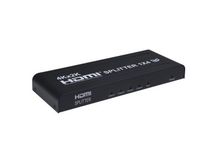 PremiumCord HDMI splitter 1-4 portov kovový s napájacím adaptérom, 3D, FULL HD khsplit4b