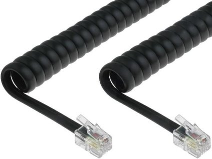 Telefonní šňůra kroucená - 2xRJ10 4p4c, 2m, černá TCK-02-BK