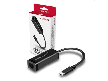 AXAGON ADE-SRC, USB-C 3.2 Gen 1 - Gigabit Ethernet sieťová karta, auto inštal, čierna ADE-SRC