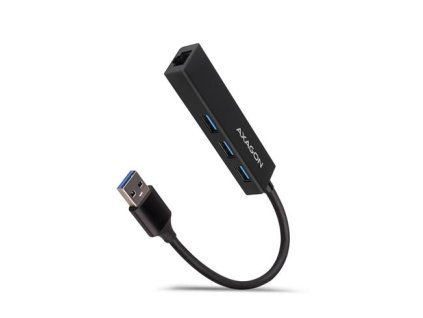 AXAGON HMA-GL3A, USB 3.2 Gen 1 hub, porty 3x USB-A + Gigabit Ethernet, kovový, kábel USB-A 20cm HMA-GL3A