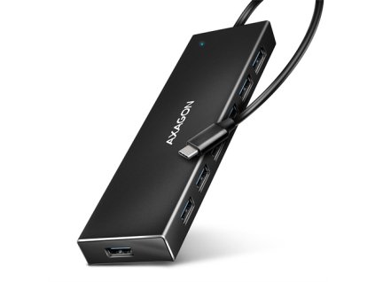 AXAGON HUE-F7C, 7x USB 3.2 Gen 1 ALU FLAT CHARGING hub, micro USB napájací konektor, kábel USB-A 30cm HUE-F7C
