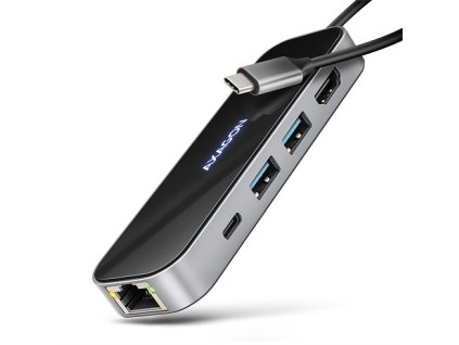 AXAGON HMC-6GLN, USB 5Gbps hub, 2x USB-A, USB-C, HDMI 4k/60Hz, RJ-45 GLAN, PD 100W, kábel USB-C 20cm HMC-6GLN