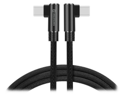 Swissten textilní datový kabel Arcade USB-C / USB-C 1,2 M /L konektory/ Černý 71528800