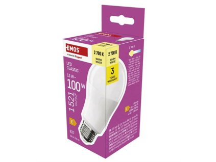 EMOS LED žiarovka Classic A60 / E27 / 13 W (100 W) / 1521 lm / Teplá biela ZQ5E61