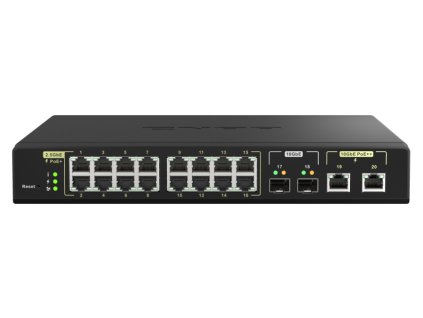 QNAP riadený switch QSW-M2116P-2T2S (16x 2,5GbE PoE+ RJ45 / 2x 10GbE RJ45 PoE++ / 2x 10GbE SFP+) QSW-M2116P-2T2S