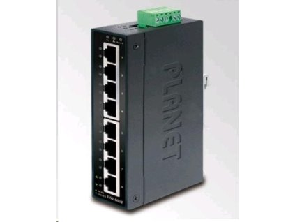 Planet switch ISW-801T, 8x 10/100, DIN,IP30, rozšířený teplotní rozsah -40~75 st.C ISW-801T