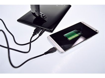 Solight LED stolná lampička stmievaťelná, 12W, voľba teploty svetla, USB, čierny lesk WO37-B