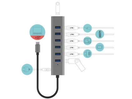 i-tec USB-C Charging Metal HUB 7 Port C31HUBMETAL703