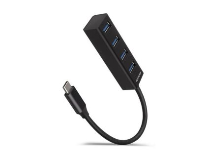 AXAGON HUE-M1C, 4x USB 3.2 Gen 1 MINI hub, kovový, kábel USB-C 20cm HUE-M1C