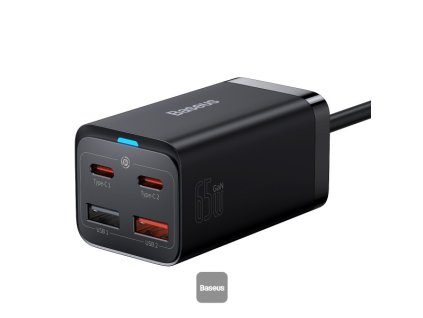 Baseus rýchlonabíjačka do siete GaN3 Pro, 2x USB-C, 2x USB 65W čierna 6932172600334