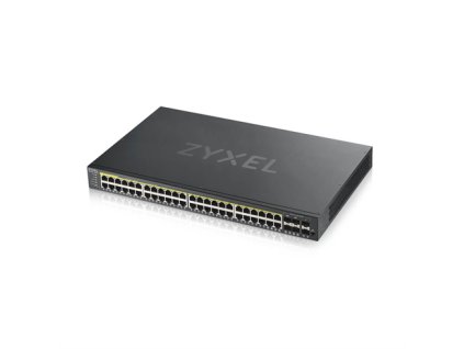 Zyxel GS1920-48HPv2, 50 Port Smart Managed PoE Switch 44x Gigabit Copper PoE and 4x Gigabit dual pers., hybrid mode, 375 Watt PoE GS192048HPV2-EU0101F