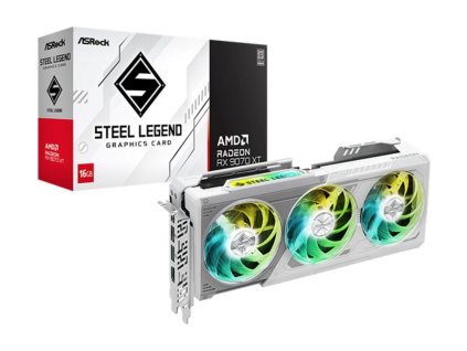 ASRock VGA AMD Radeon RX 9070 XT Steel Legend 16GB, RX 9070 XT, 16GB GDDR6, 3xDP, 1xHDMI RX9070XT SL 16G