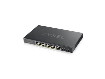 Zyxel GS1920-24HPv2, 28 Port Smart Managed PoE Switch 24x Gigabit Copper PoE and 4x Gigabit dual pers., hybrid mode, 375 Watt PoE GS192024HPV2-EU0101F