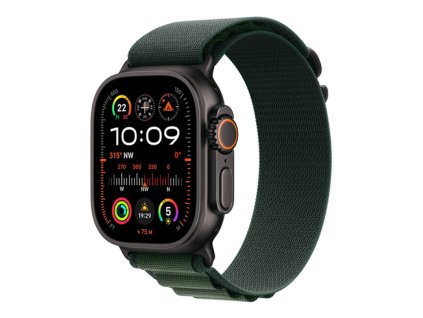 Apple Watch Ultra 2 GPS + Cellular 49mm Black Titanium Case with Dark Green Alpine Loop - Medium MX4R3CS/A