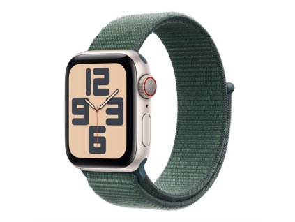 Apple Watch SE GPS + Cellular 44mm Starlight Aluminium Case with Lake Green Sport Loop MXGV3QC/A