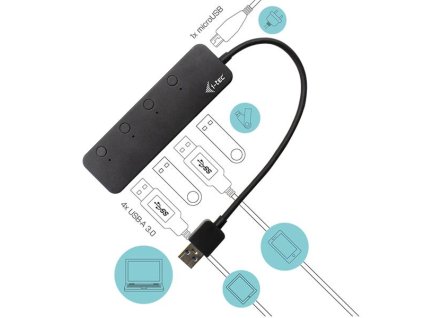 i-tec USB 3.0 Metal HUB 4 Port with individual On/Off Switches U3CHARGEHUB4