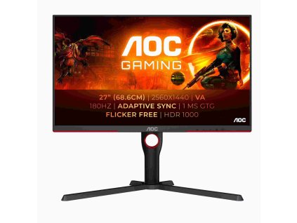 AOC MT VA LCD WLED 27" Q27G3XMN/BK - VA panel, 2560x1440, 180Hz, HDMI, DP, pivot Q27G3XMN/BK