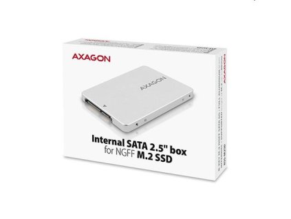 AXAGON RSS-M2SD, SATA - M.2 SATA SSD, interný 2.5" ALU box, strieborný RSS-M2SD