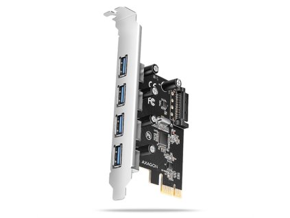 AXAGON PCEU-430RS, PCIe radič, 4x USB 5Gbps port, SATA napájanie, Renesas PD720201, SP PCEU-430RS