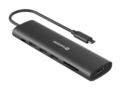 Swissten usb-c hub 7-in-1 (usb-c 100w, hdmi 4k, 1x usb-a 3.0, 2x usb-a 2.0, sd, micro sd) aluminium 44040202