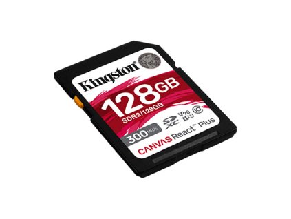 128 GB .SDXC karta Kingston . Canvas React Plus Class UHS-II U3 V90 ( r300MB/s, w260MB/s ) SDR2/128GB
